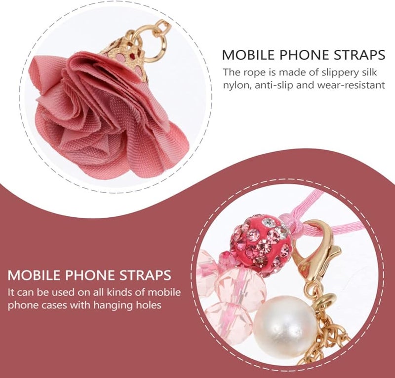 Beaded Flower Phone Lanyard Wrist Strap for Cell Phone Keys and Bags Accessories - Image 4